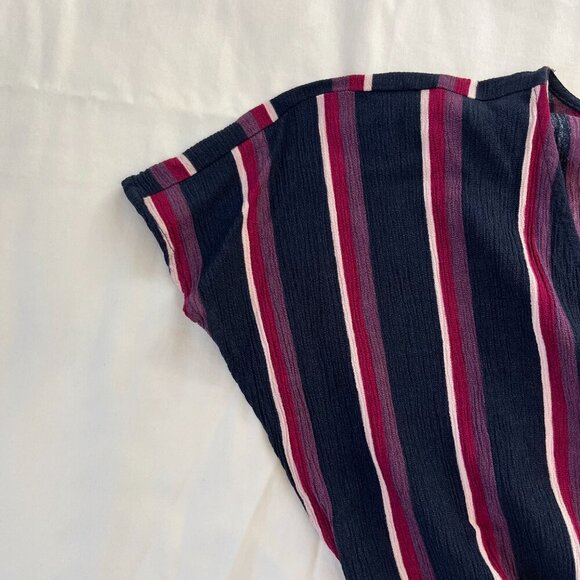Abercrombie & Fitch Blue Pink White Stripe Short Sleeve Boho Crop | Size S - Picture 3 of 5